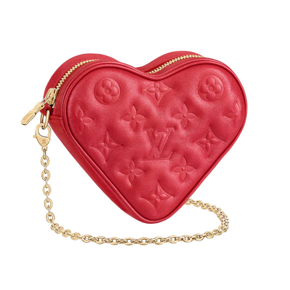 Louis Vuitton Heart On Chain Red Monogram Sac Coeur Love Shoulder Crossbody Bag - Picture 1 of 12